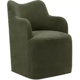 Cordelle Swivel Dining Chair in Sage Green Linen Blend Fabric