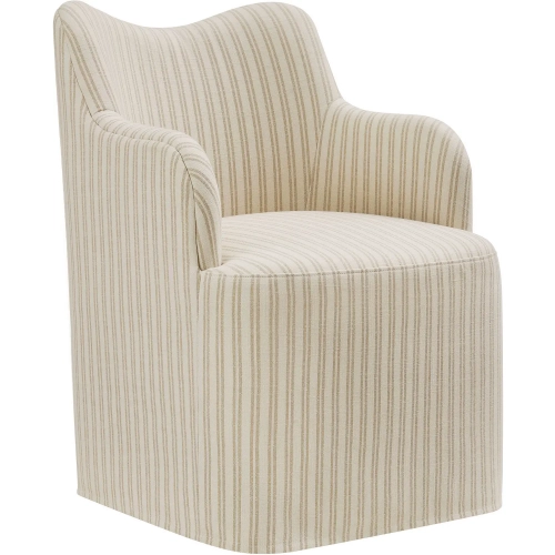 Cordelle Swivel Dining Chair in Oatmeal Stripe Linen Blend Fabric