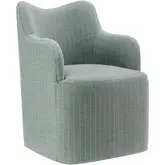 Cordelle Swivel Dining Chair in Spa Blue Stripe Linen Blend Fabric