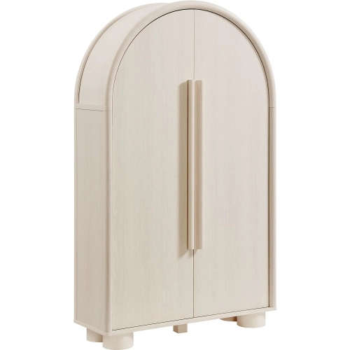 Bellamy Arched Fold Out Desk Cabinet in Ash Gray Wood