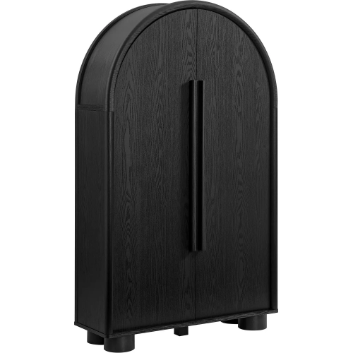 Bellamy Arched Fold Out Desk Cabinet in Black Oak Finish