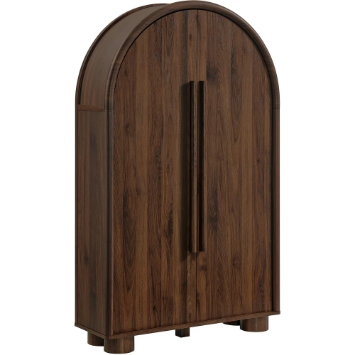 Bellamy Arched Fold Out Desk Cabinet in Walnut Brown Finish