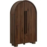 Bellamy Arched Fold Out Desk Cabinet in Walnut Brown Finish
