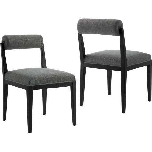 Kai Dining Chair in Black Wood & Charcoal Gray Fabric (Set of 2)