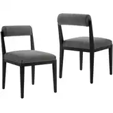 Kai Dining Chair in Black Wood & Charcoal Gray Fabric (Set of 2)