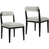 Kai Dining Chair in Black Wood & Linen Neutral Fabric (Set of 2)