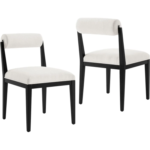 Kai Dining Chair in Black Wood & Salt White Fabric (Set of 2)