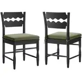 Jax Wavy Razor Back Dining Chair in Black Oak & Sage Green Fabric (Set of 2)