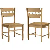 Jax Wavy Razor Back Dining Chair in Weathered Finish Oak Wood (Set of 2)