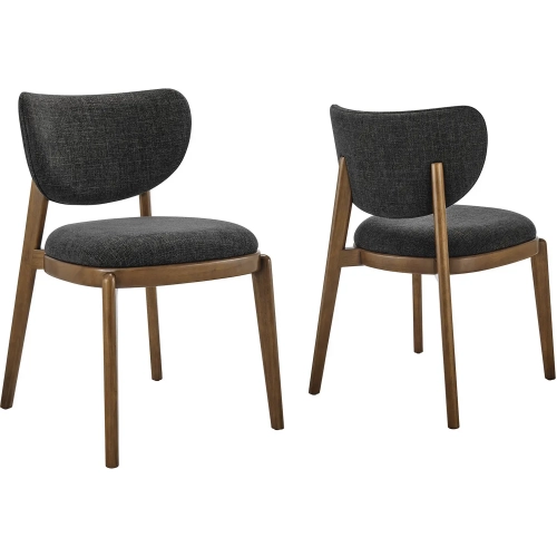Fenwick Dining Chair in Wood & Ebony Black Fabric (Set of 2)