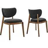Fenwick Dining Chair in Wood & Ebony Black Fabric (Set of 2)