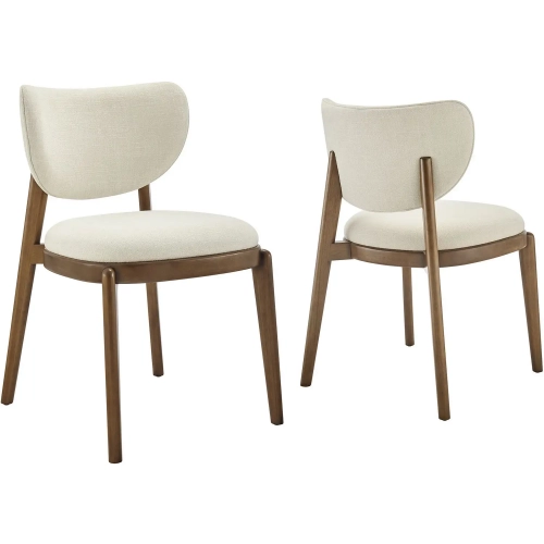 Fenwick Dining Chair in Wood & Ecru Neutral Fabric (Set of 2)
