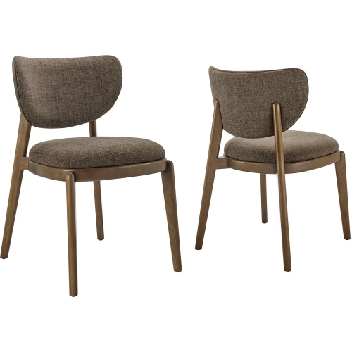 Fenwick Dining Chair in Wood & Mocha Brown Fabric (Set of 2)