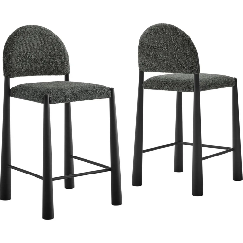 Hayley Counter Stool in Black Wood & Anthracite Gray Fabric (Set of 2)