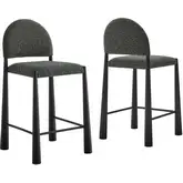Hayley Counter Stool in Black Wood & Anthracite Gray Fabric (Set of 2)