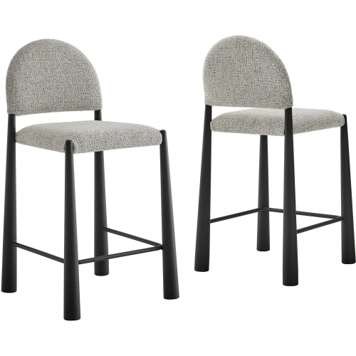 Hayley Counter Stool in Black Wood & Camel Brown Fabric (Set of 2)