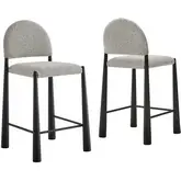 Hayley Counter Stool in Black Wood & Camel Brown Fabric (Set of 2)