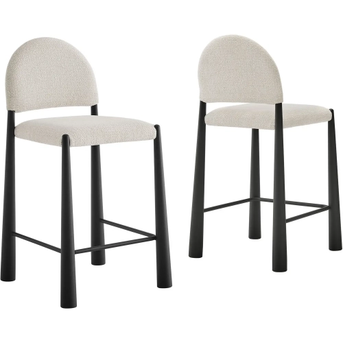 Hayley Counter Stool in Black Wood & Cream Fabric (Set of 2)