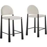 Hayley Counter Stool in Black Wood & Cream Fabric (Set of 2)