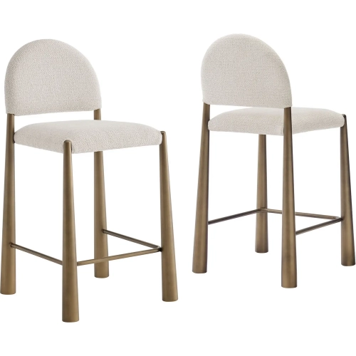 Hayley Counter Stool in Brass & Cream Fabric (Set of 2)