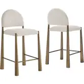 Hayley Counter Stool in Brass & Cream Fabric (Set of 2)