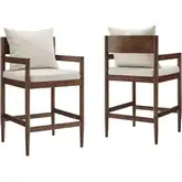 Remington Counter Stool in Wood & Salt White Fabric (Set of 2)