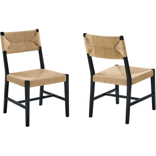 Bodie Dining Chair in Black Wood & Woven Paper Rope (Set of 2)