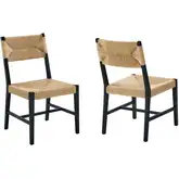 Bodie Dining Chair in Black Wood & Woven Paper Rope (Set of 2)