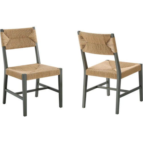 Bodie Dining Chair in Light Gray Wood & Woven Paper Rope (Set of 2)