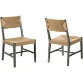 Bodie Dining Chair in Light Gray Wood & Woven Paper Rope (Set of 2)
