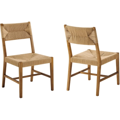 Bodie Dining Chair in Natural Wood & Woven Paper Rope (Set of 2)