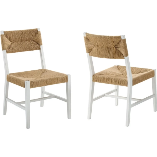 Bodie Dining Chair in White Wood & Woven Paper Rope (Set of 2)