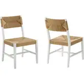 Bodie Dining Chair in White Wood & Woven Paper Rope (Set of 2)