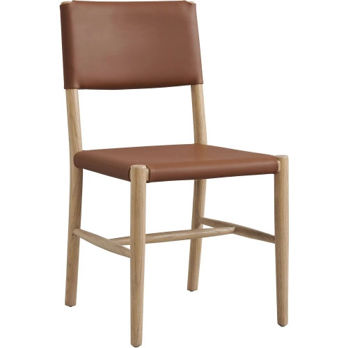 Dover Dining Chair in Natural Wood & Brown Vegan Leather