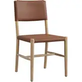 Dover Dining Chair in Natural Wood & Brown Vegan Leather