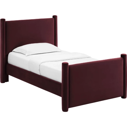 Rael Twin Platform Bed in Mulberry Purple Performance Velvet