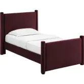 Rael Twin Platform Bed in Mulberry Purple Performance Velvet