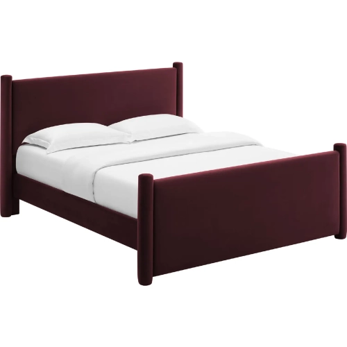 Rael Full Platform Bed in Mulberry Purple Performance Velvet