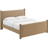 Rael Full Platform Bed in Taupe Oatmeal Performance Velvet