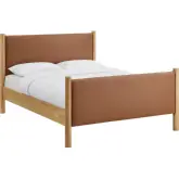 Maven Full Platform Bed in Tan Brown Vegan Leather & Oak Finish