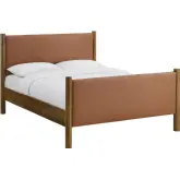 Maven Full Platform Bed in Tan Brown Vegan Leather & Walnut Finish