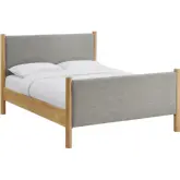 Maven Queen Platform Bed in Wheat Oatmeal Fabric & Oak Finish