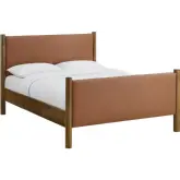 Maven Queen Platform Bed in Tan Brown Vegan Leather & Walnut Finish