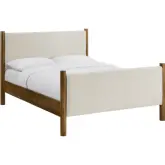 Maven King Platform Bed in Ivory Fabric & Walnut Finish