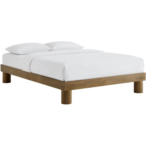Runa King Platform Bed in French Oak Brown Finish Wood