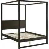 Alva Queen Canopy Platform Bed in Smoked Oak Finish Wood