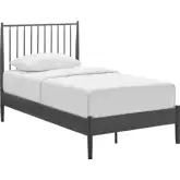 Adair Spindle Twin Platform Bed in Charcoal Black Metal