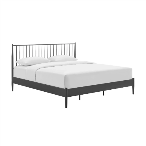 Adair Spindle King Platform Bed in Charcoal Black Metal