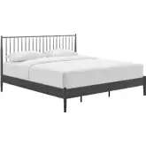Adair Spindle King Platform Bed in Charcoal Black Metal