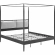 Marlowe 4 Poster Canopy King Platform Bed in Charcoal Black Metal & Neutral Fabric